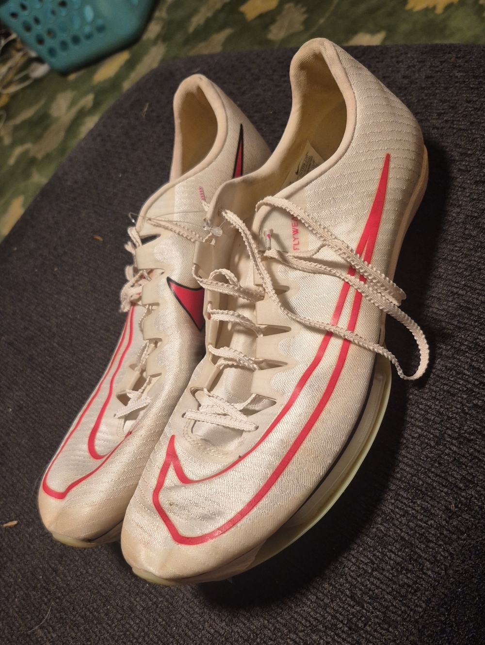 Nike Men’s Athletic Spikes — Cream with Red Accents